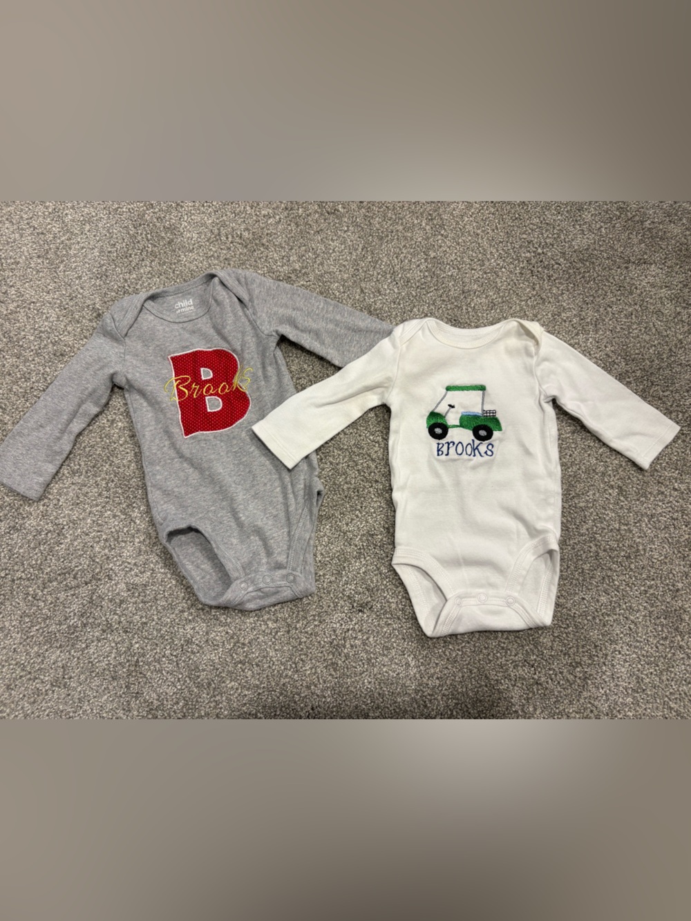 Two “Brooks” Personalized Onesies
